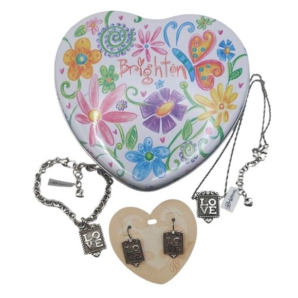 NWT Brighton Love Shines 3 Piece Set Necklace Bracelet Earrings Gift Tin